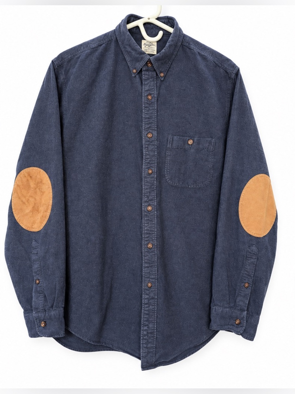 J. Crew Navy Button-Down Shirt with Tan Elbow Patches